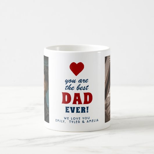 Bester Vater je Rotes Herz 2 Foto Kaffeetasse (Mittel)