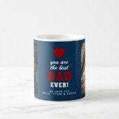 Bester Vater je Rotes Herz Blau 2 Foto Kaffeetasse (Mittel)