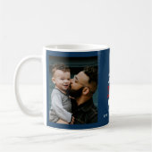 Bester Vater je Rotes Herz Blau 2 Foto Kaffeetasse (Links)