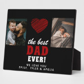 Bester Vater je Rotes Herz Schwarz 2 Foto Fotoplatte (Seite)