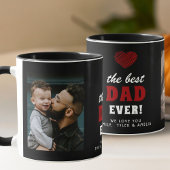 Bester Vater je Rotes Herz Schwarz 2 Foto Tasse