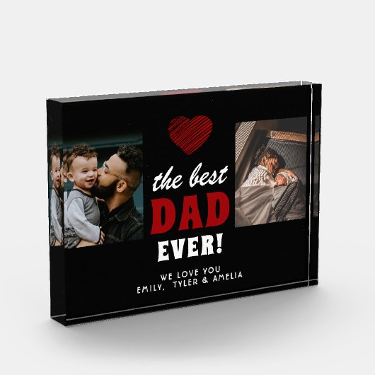 Bester Vater je Rotes Herz Schwarz 2 Fotoblock (Links)