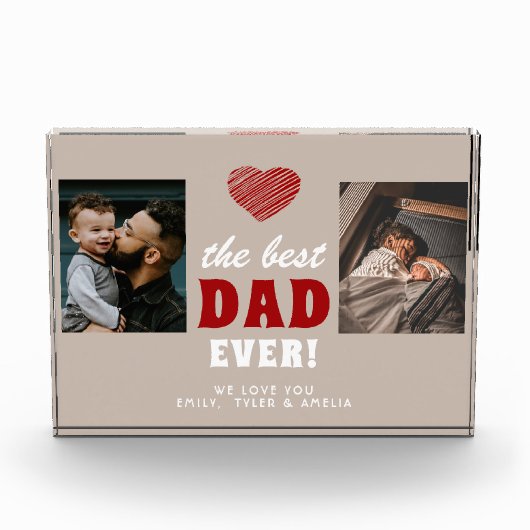 Bester Vater je Rotes Herz Schwarz 2 Fotoblock (Vorderseite)