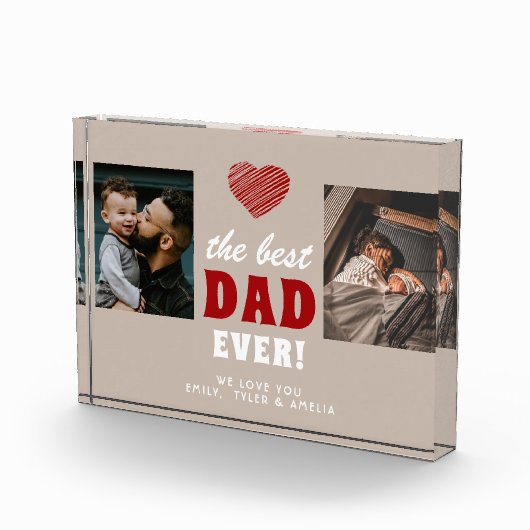 Bester Vater je Rotes Herz Schwarz 2 Fotoblock (Rechts)