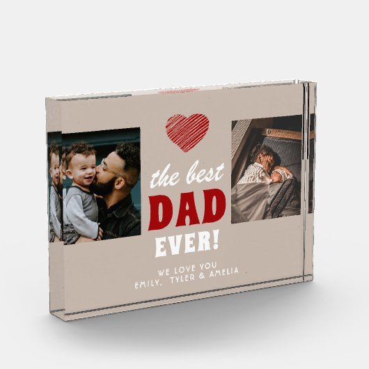 Bester Vater je Rotes Herz Schwarz 2 Fotoblock (Links)