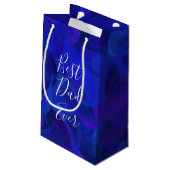Bester Vater je Royal Blue Vatertag Kleine Geschenktüte (Rückseite Schrägansicht)