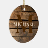 Bester Vater je Rustikal bedrückte Barnholz-Monogr Keramik Ornament (Rechts)