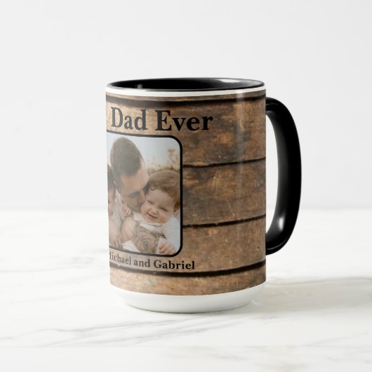 Bester Vater je rustikal bedrücktes Holzmuster Tasse (VorderseiteRechts)