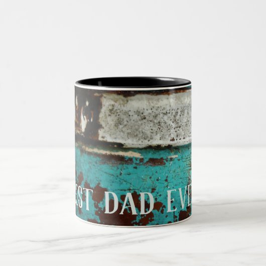 Bester Vater je. Rustikal Rusty aquamarines Wasser Zweifarbige Tasse (Mittel)