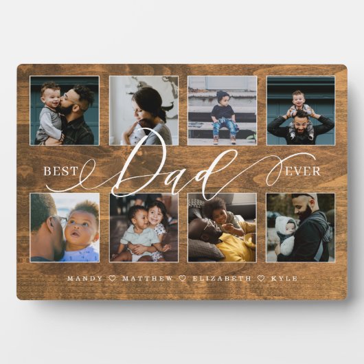 Bester Vater je rustikale Holzkörnerkollektion Fotoplatte (Vorderseite)