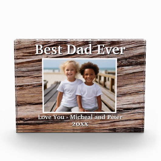 Bester Vater je rustikale Holzkornvorlage Fotoblock (Vorderseite)
