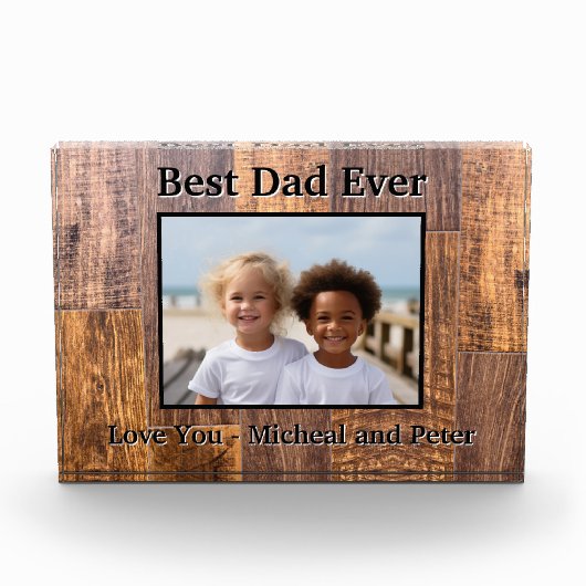 Bester Vater je rustikale Holzkornvorlage Fotoblock (Vorderseite)