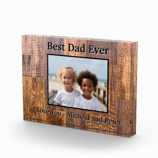 Bester Vater je rustikale Holzkornvorlage Fotoblock (Rechts)