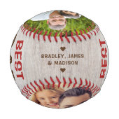 Bester Vater je rustikaler Baseball-Foto Name benu Baseball (Rückseite)