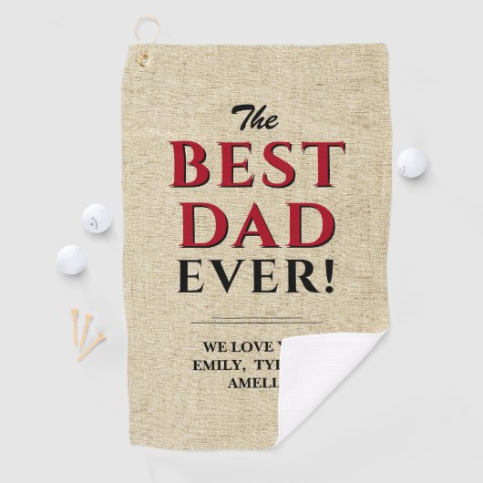 Bester Vater je Rustikaler Beige Typografie Vater Golfhandtuch (Insitu)