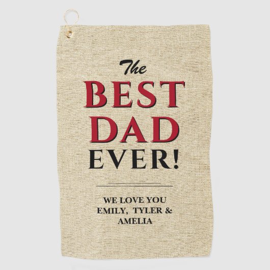 Bester Vater je Rustikaler Beige Typografie Vater Golfhandtuch (Vorderseite)