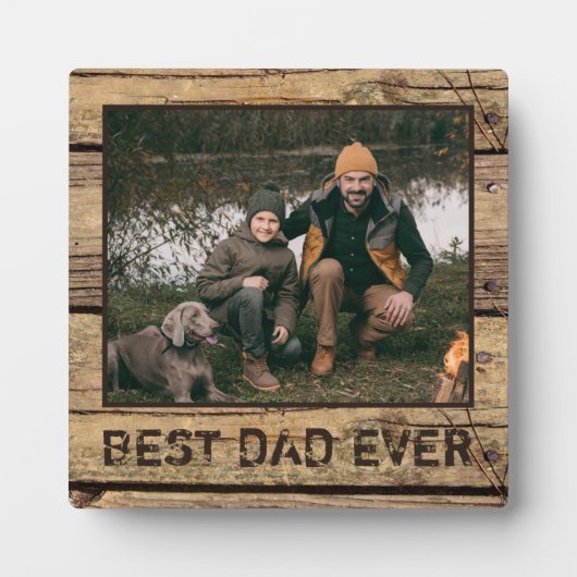 Bester Vater je Rustikales Foto Fotoplatte (Vorderseite)