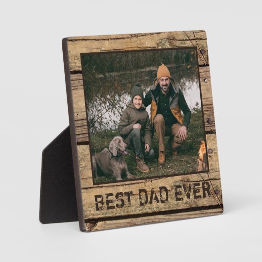 Bester Vater je Rustikales Foto Fotoplatte (Vorderseite)