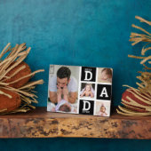 Bester Vater je Schwarz 4 FotoCollage Fotoplatte (Seite)