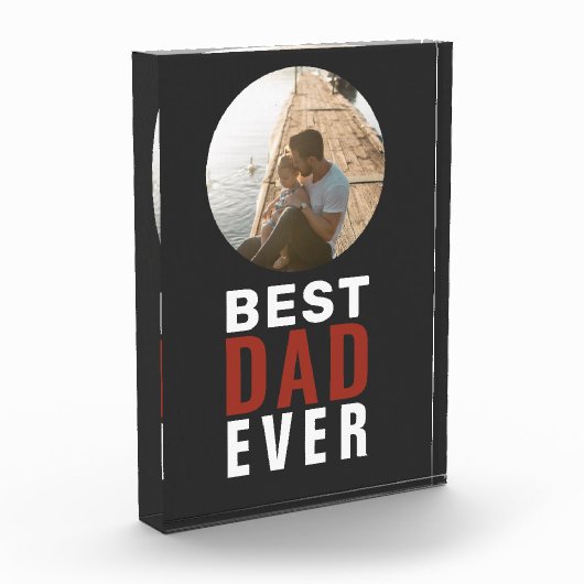 Bester Vater je schwarz Benutzerdefiniert Fotoblock (Links)