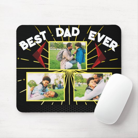 Bester Vater je Schwarz Familienfoto Collage Keepa Mousepad (Mit Mouse)