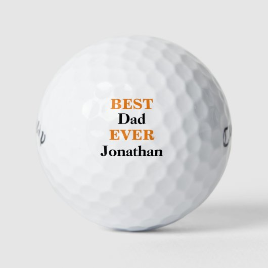 Bester Vater je schwarz-orange Typografie Personal Golfball (Vorderseite)