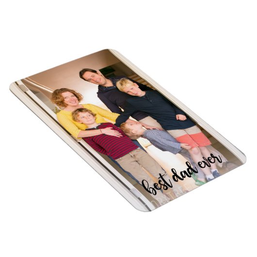 Bester Vater je Schwarz-Script-Fotovorlage Magnet (Rechte Seite)