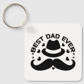 Bester Vater je Schwarz-weiß Hat Mustache Schlüsselanhänger (Vorderseite)