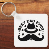 Bester Vater je Schwarz-weiß Hat Mustache Schlüsselanhänger (Vorderseite)