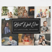 Bester Vater je schwarze FotoCollage Fleecedecke (Vorderseite (Horizontal))