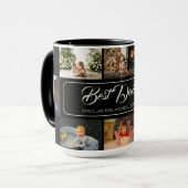 Bester Vater je schwarze FotoCollage Tasse (Vorderseite Links)