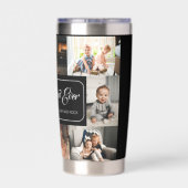 Bester Vater je schwarze FotoCollage Thermobecher (Rückseite)
