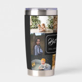 Bester Vater je schwarze FotoCollage Thermobecher (Vorderseite)