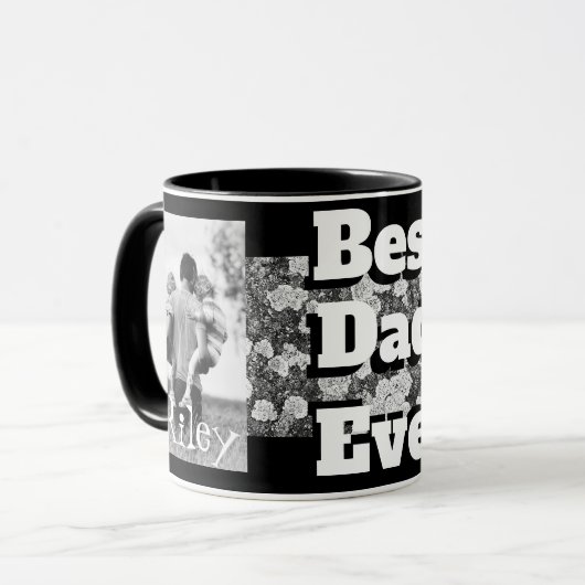 Bester Vater je Schwarzweiß-Tasse Tasse (Vorderseite Links)