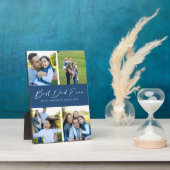 Bester Vater je Script Blue 4 Foto Collage Plaque Fotoplatte (Seite)