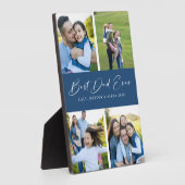 Bester Vater je Script Blue 4 Foto Collage Plaque Fotoplatte (Seite)