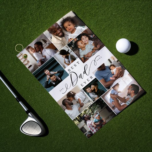 Bester Vater je Script Vatertag FotoCollage Golfhandtuch