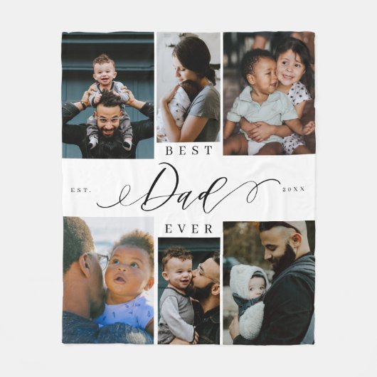 Bester Vater je Script Vathers Day Foto Collage Fleecedecke (Vorderseite)
