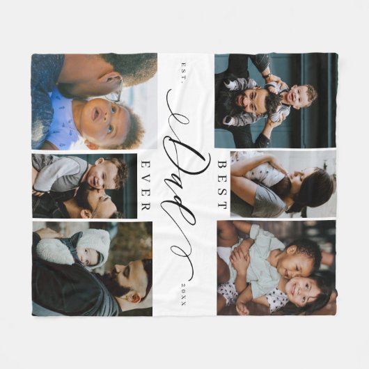 Bester Vater je Script Vathers Day Foto Collage Fleecedecke (Vorderseite (Horizontal))