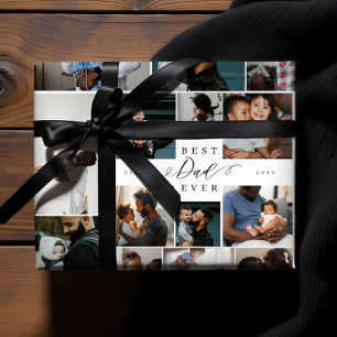 Bester Vater je Script Vathers Day Foto Collage Geschenkpapier Set