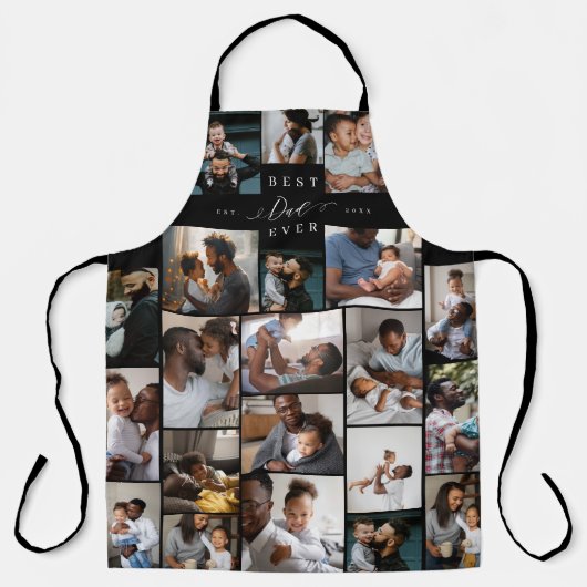 Bester Vater je Script Vathers Day Foto Collage Schürze (Vorderseite)