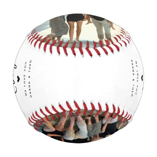 Bester Vater je Skript 2x Foto Baseball (Vorderseite)