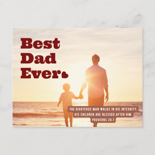 Bester Vater je Sprichwörter 20:7 Christliche Bibe Postkarte (Vorderseite)