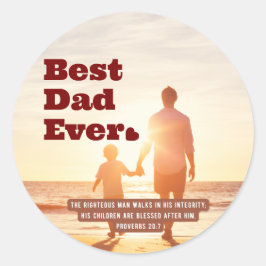 Bester Vater je Sprichwörter 20:7 Christliche Bibe Runder Aufkleber