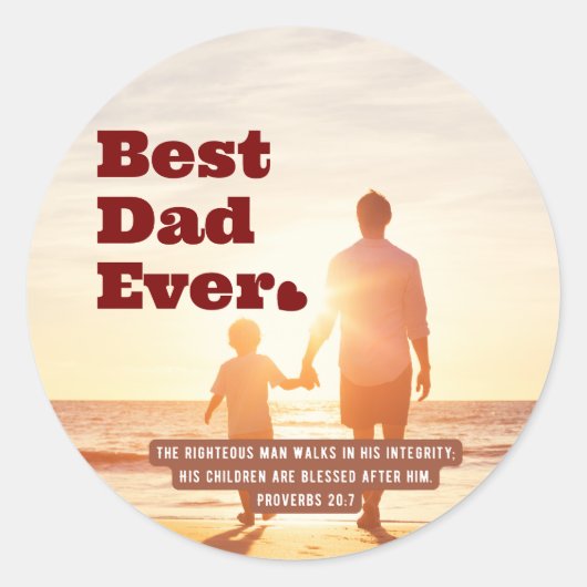 Bester Vater je Sprichwörter 20:7 Christliche Bibe Runder Aufkleber (Vorderseite)