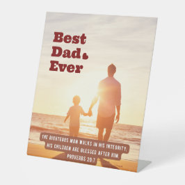 Bester Vater je Sprichwörter 20:7 Christliche Bibe Sockelschild