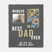 Bester Vater je Trendy Vatertag 3 Fotos Fleecedecke (Vorderseite)