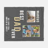 Bester Vater je Trendy Vatertag 3 Fotos Fleecedecke (Vorderseite (Horizontal))