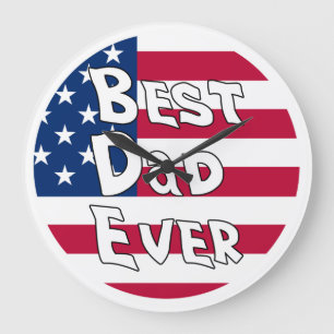 Bester Vater je USA-Flagge Große Wanduhr