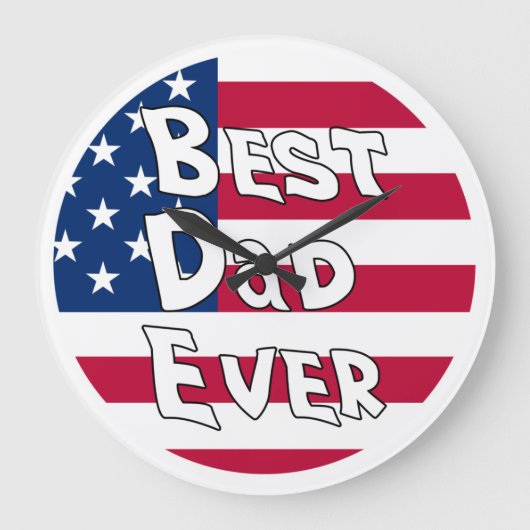 Bester Vater je USA-Flagge Große Wanduhr (Vorderseite)